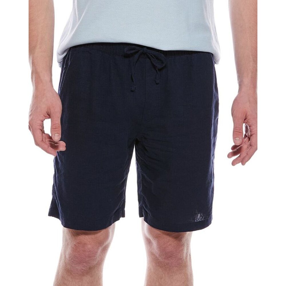 Tahari Mens  Woven Drawstring Linen-Blend Short, Navy